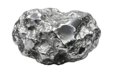 Rhodium nugget with compact, irregular shape and silver-white luster