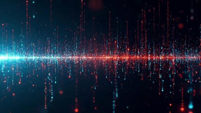 Glitch overlay of spreadsheet rows flickering with signal distortion