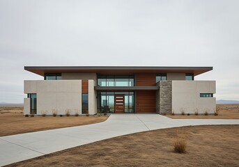 Modern luxury home with clean lines and expansive windows