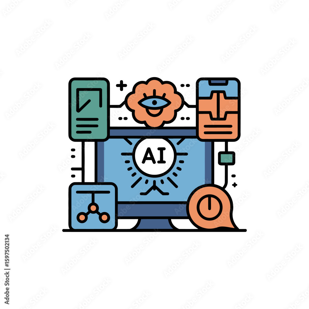 Aufkleber ai technology displaying machine learning and artificial intelligence innovations and progress in th