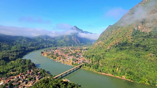 Nam Ou River in Ngoy City of Luang Prabang, Laos	