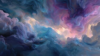 Obraz premium Abstract swirling cloudscapes in soft pastel hues