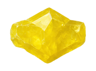 Yellow sulfur crystal with orthorhombic shape and resinous luster