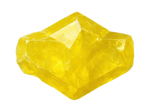 Yellow sulfur crystal with orthorhombic shape and resinous luster