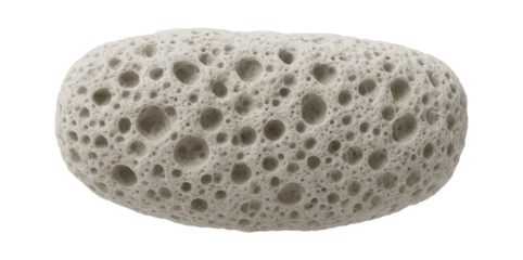 Piece of pumice stone with numerous air pockets and light gray color