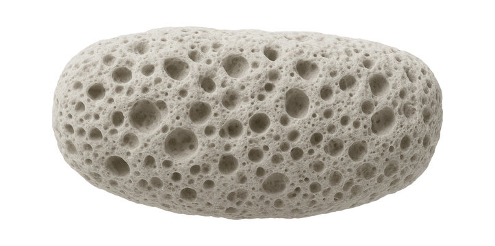 Piece of pumice stone with numerous air pockets and light gray color