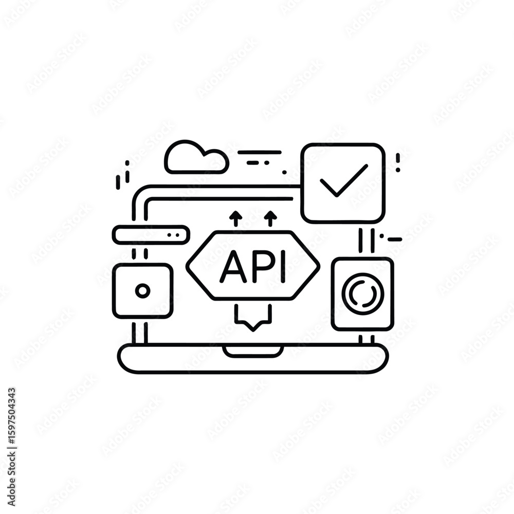 Aufkleber application programming interface diagram illustrating technology integration and cloud connectivity