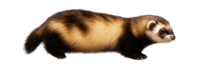 Steppe polecat pelt displaying a mix of dark brown and creamy yellow fur