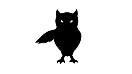 Fototapeta premium Owl Silhouette Icon with Glowing Eyes