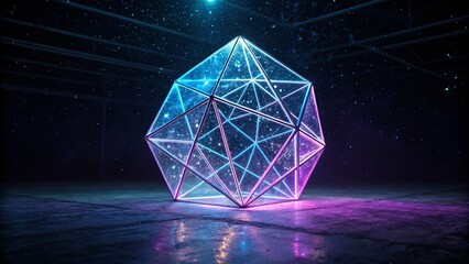 Geometric crystal structure floating in a black void