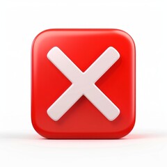 Obraz premium 3d white x cross illustration square icon.