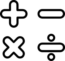 Obraz premium Line icons, plus, minus, multiply, divide signs