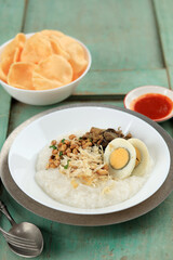 Bubur Ayam or Indonesia Chicken Porridge, Typical Indonesian Breakfast