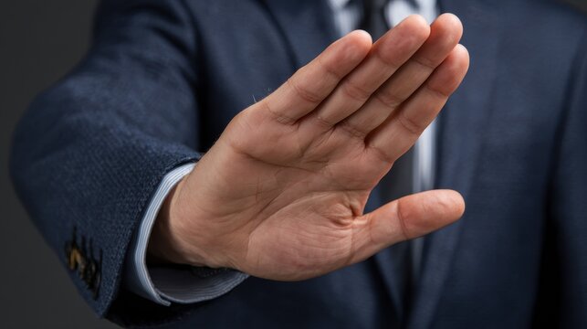 No Shake Hands. Male Refusing Handshake with Businessman at Meeting
