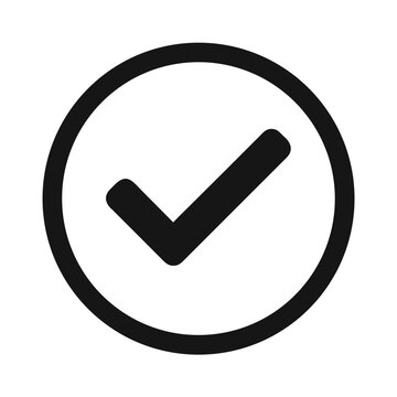 Simple black check mark inside a circle icon signifying success or confirmation