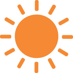 Bright orange sun icon simple vector illustration