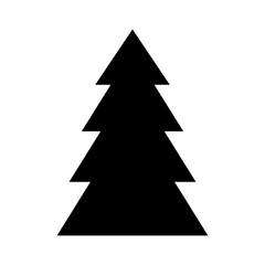 Obraz premium Simple black silhouette of a pine tree – classic evergreen shape perfect for winter, forest, nature, or holiday-themed designs, decorations, greeting cards, and seasonal projects.