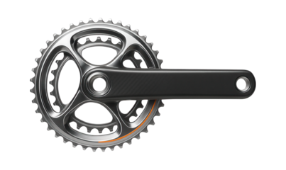 Compact double crankset with two chainrings and a hollow spindle