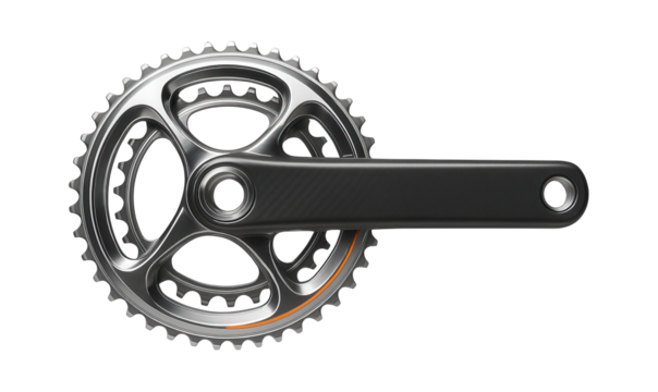 Compact double crankset with two chainrings and a hollow spindle