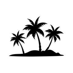 Palm Tree Island Vector Silhouette