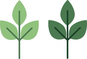 Green leaves icon set simple flat design