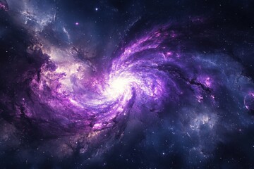 Obraz premium Mesmerizing Cosmic Dance: A Swirling Galaxy of Purple and White Radiating Across the Universe