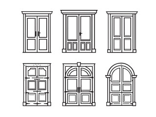 door hand drawn vector sketch