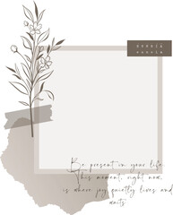 Aesthetic photo frame for digital scrapbooking element and memo pad