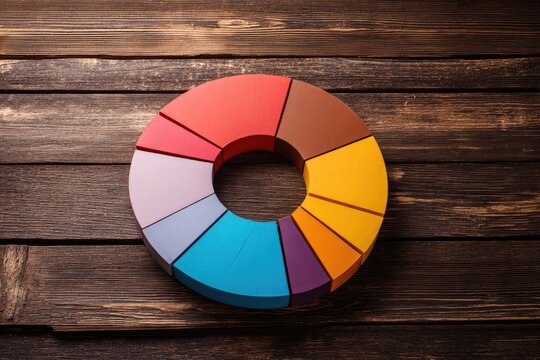 Colorful pie chart on a wooden surface (2)