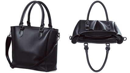 Black roomy women's bag in classic style.