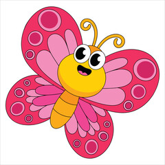 Butterfly cartoon mascot character vector illustration perfect for colorful nature inspired artwork children projects and friendly themes.