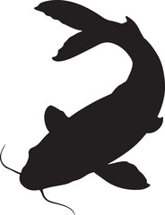 Elegant Koi fish silhouette with flowing tail, symbol of prosperity and good fortune