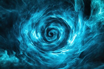 A swirling vortex of blue energy with dark center creating a mesmerizing abstract background effect