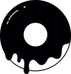 Dripping black chocolate donut minimalist food art