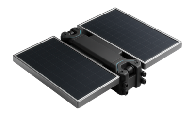 Energy module featuring large solar panels and power distribution nodes