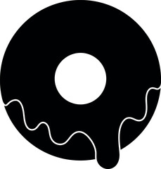 Black donut silhouette with white glaze drip