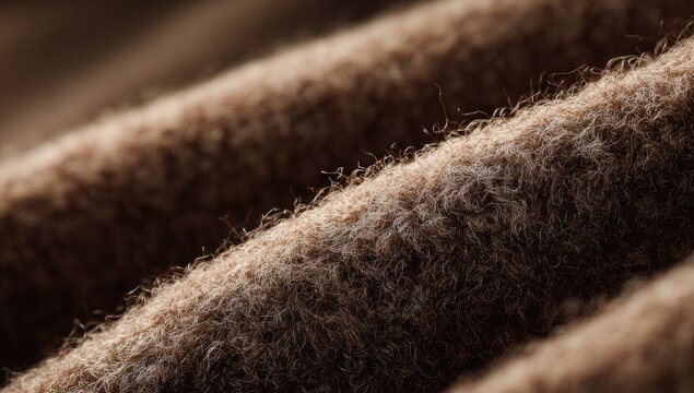 Close-up of textured, brown woolen fabric