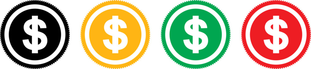 Dollar coin icon. Vector illustration.