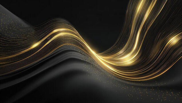 Abstract gold wave design on dark background - Powered by Adobe