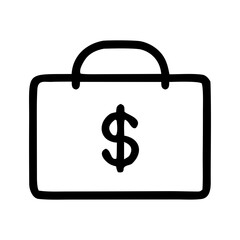 Hand drawn shopping bag with dollar sign symbol representing commerce and finance