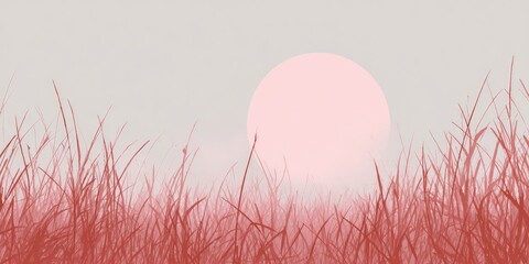Crimson Grass Field at Dawn