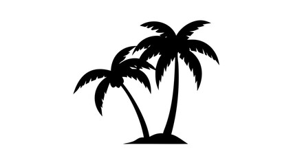 Obraz premium Palm Trees Beach Silhouette Icon