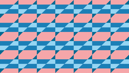 Pastel geometric pattern composed of alternating pink and blue squares divided diagonally, forming a seamless, minimalist, and retro-inspired visual rhythm