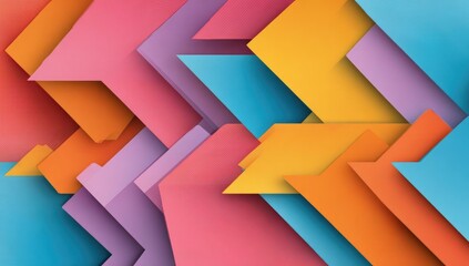 Abstract geometric pattern of layered, colorful, overlapping shapes