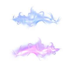 Colorful light swirls with magical glow, bright magic wand spell effect isolated on white transparent background. Vector design for fantasy, visual effects and fairy tale designs.