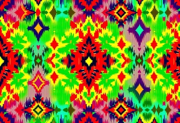 Vibrant rainbow ikat pattern, seamlessly repeating in a textile-like design,   rainbow fabric,  ombre