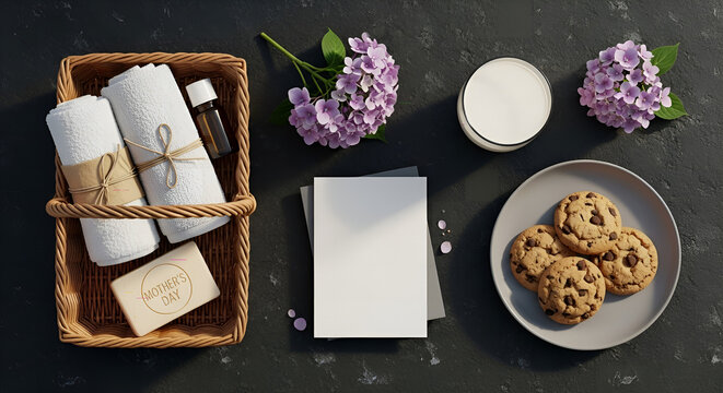 Elegant Still Life Mother's Day Gift with Cookies and Hydrangea