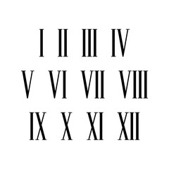 Roman numerals vector isolated on white background.