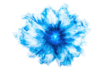 A blue fire with a transparent background. Captivating burst of blue light radiates from the center creating dynamic energy and movement isolate on white background.