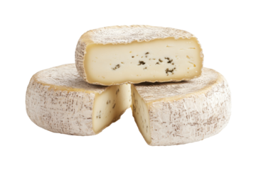 Slices of delicious cheese with herbs and spices isolated on transparent background. Cheese isolated on white background.